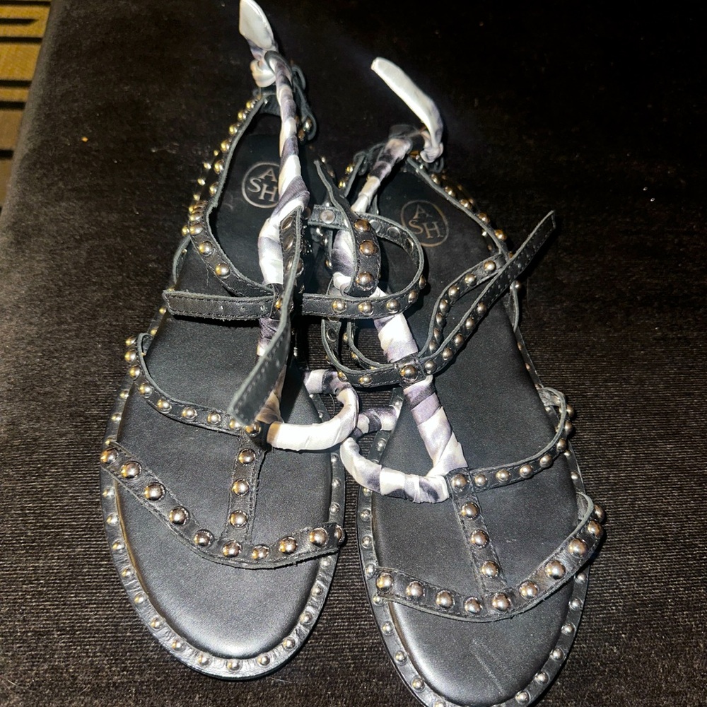 Ash PATCHOULI Sandals Black Studded Leather Gladiator